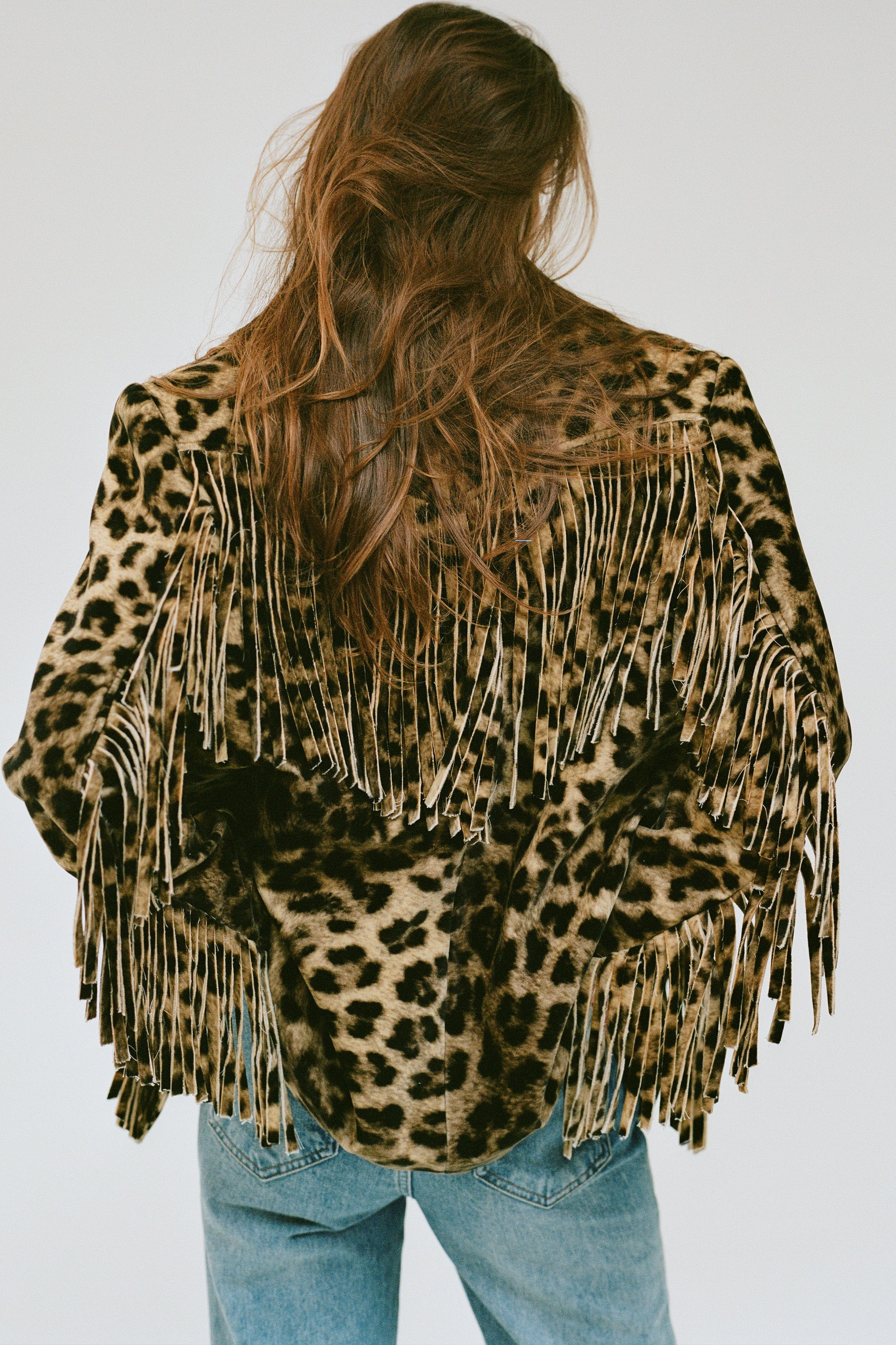 Leopard Fringed Blazer