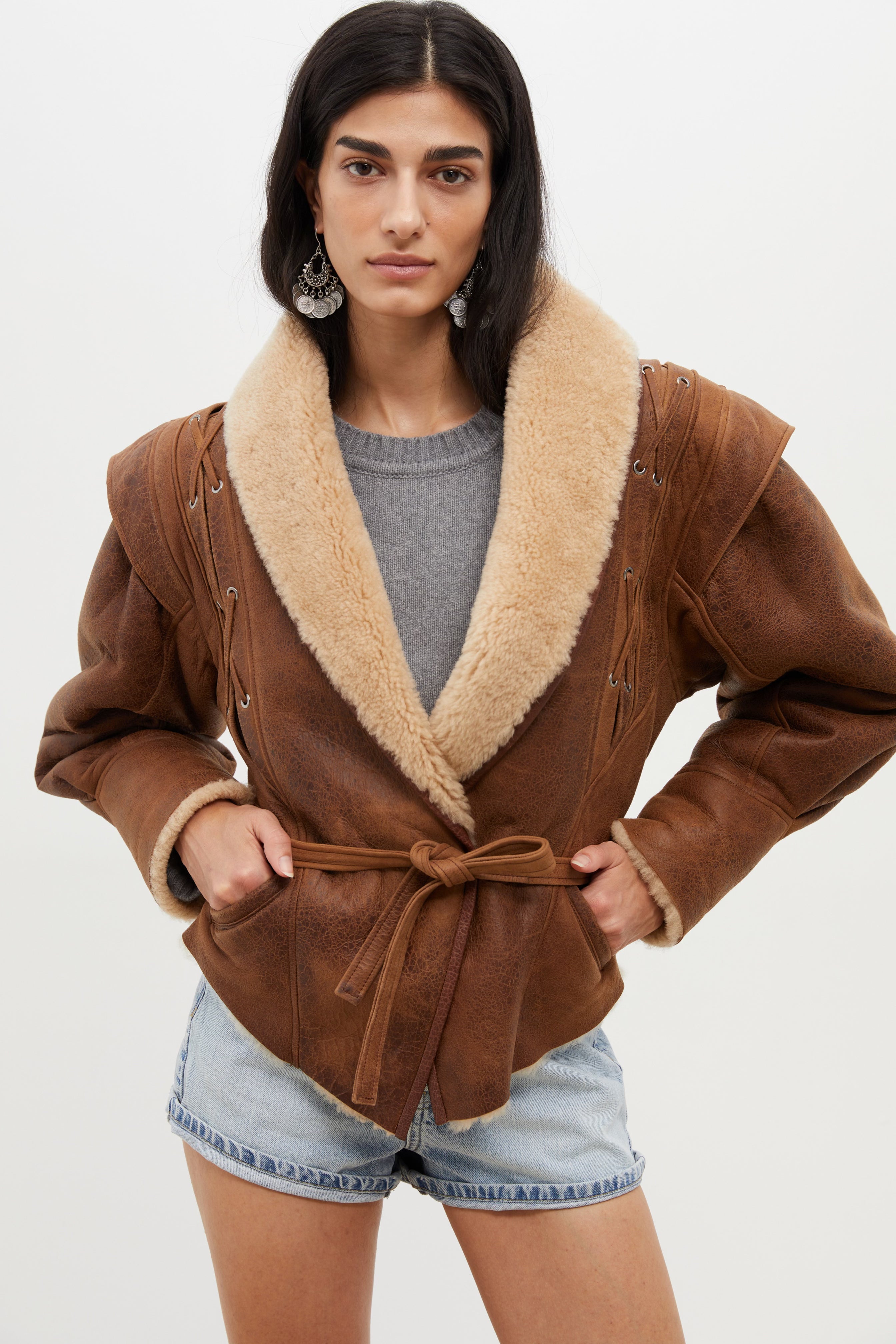 Whiskey Leather Shearling Jacket