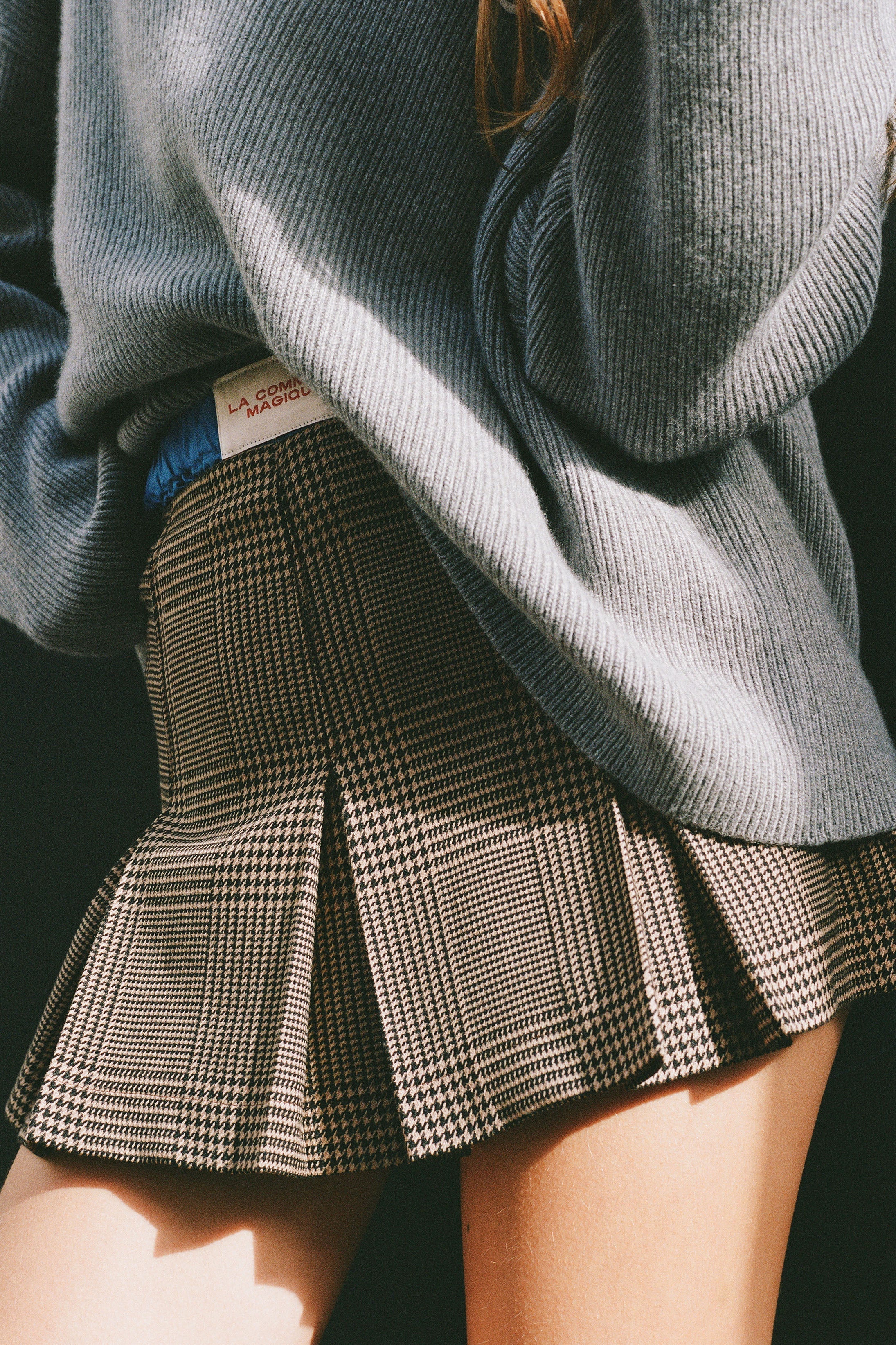 Brown Houndstooth Skirt